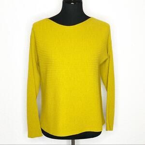 Eileen Fisher gold mustard yellow ribbed wool sweater